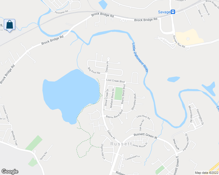 map of restaurants, bars, coffee shops, grocery stores, and more near 8103 Shoal Creek Drive in Laurel