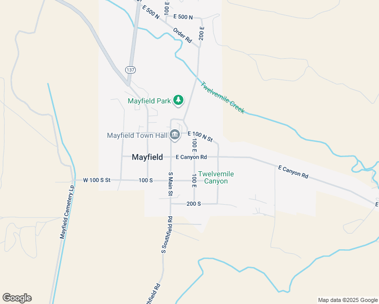 map of restaurants, bars, coffee shops, grocery stores, and more near 94 East Canyon Road in Mayfield