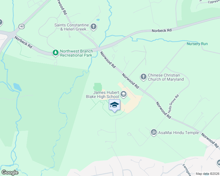 map of restaurants, bars, coffee shops, grocery stores, and more near 410 Norwood Road in Silver Spring