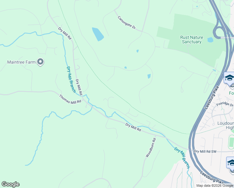 map of restaurants, bars, coffee shops, grocery stores, and more near 18072 Dry Mill Road in Leesburg