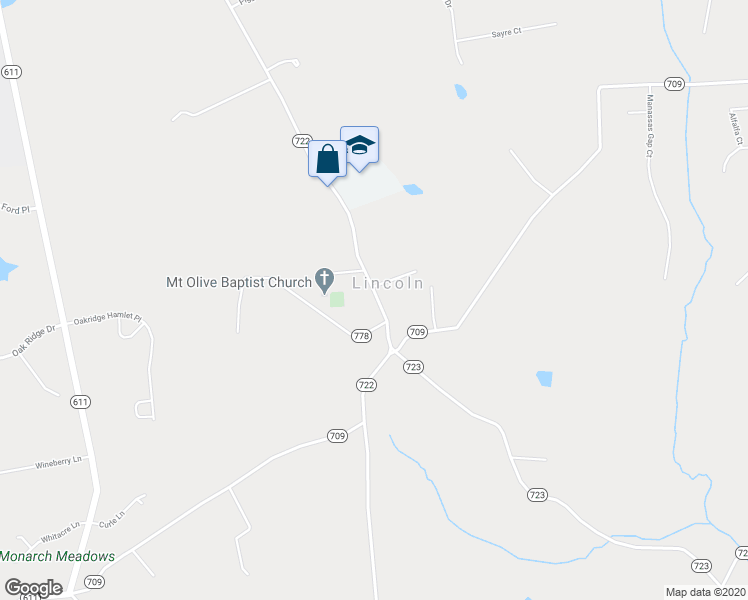 map of restaurants, bars, coffee shops, grocery stores, and more near 18165 Lincoln Road in Purcellville
