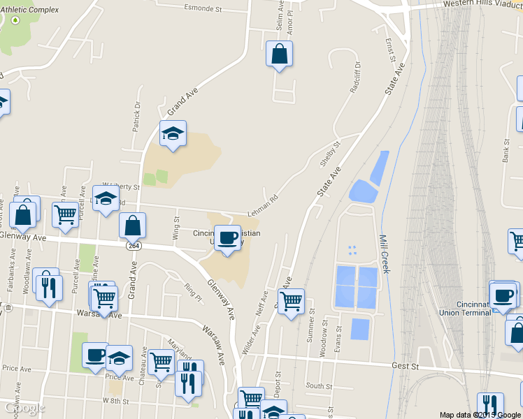 map of restaurants, bars, coffee shops, grocery stores, and more near 2680 Lehman Road in Cincinnati