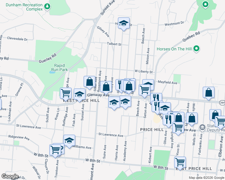 map of restaurants, bars, coffee shops, grocery stores, and more near 1235 Iliff Avenue in Cincinnati