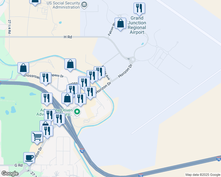map of restaurants, bars, coffee shops, grocery stores, and more near 760 Horizon Drive in Grand Junction