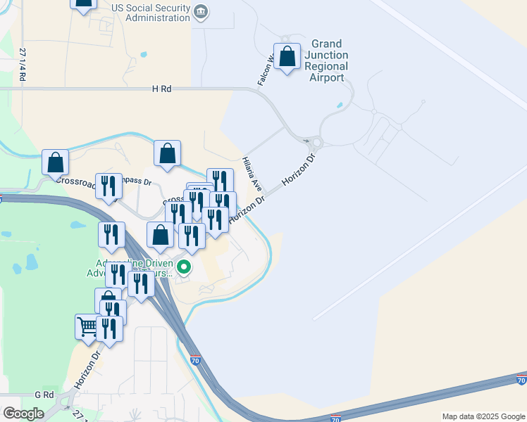 map of restaurants, bars, coffee shops, grocery stores, and more near in Grand Junction