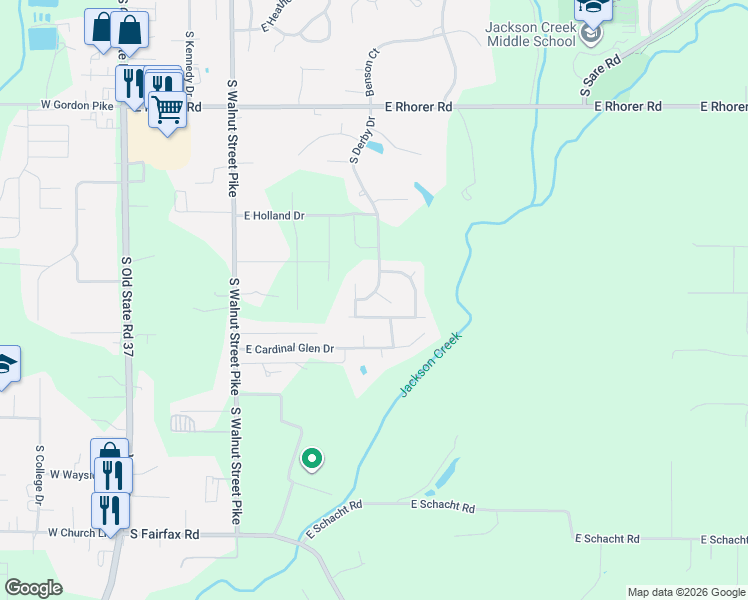 map of restaurants, bars, coffee shops, grocery stores, and more near 4401-4499 S Carberry Ct in Bloomington