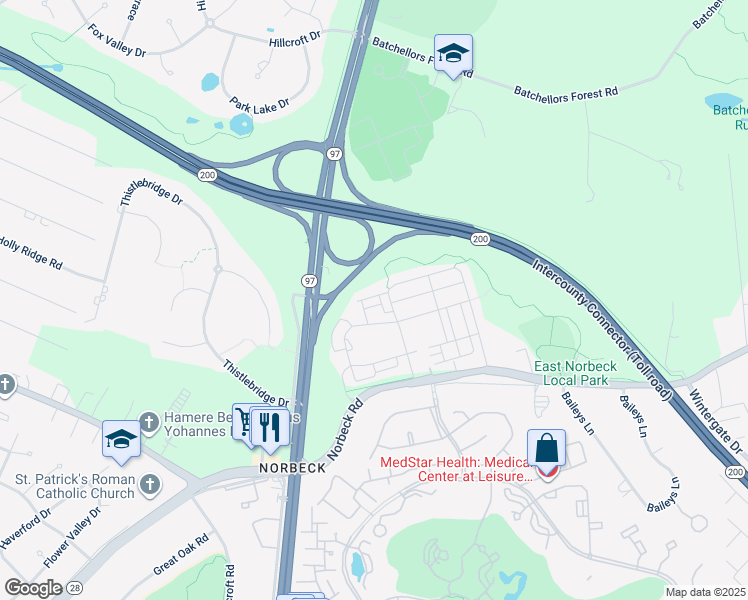 map of restaurants, bars, coffee shops, grocery stores, and more near in Silver Spring