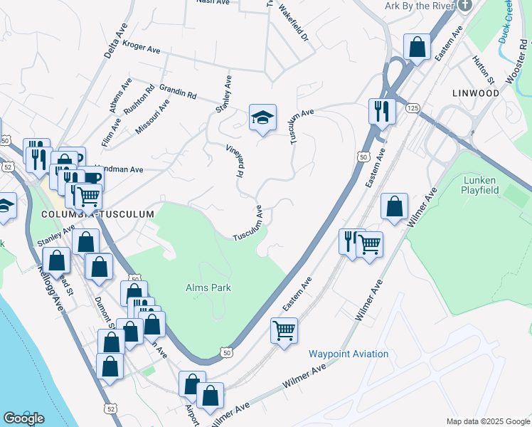 map of restaurants, bars, coffee shops, grocery stores, and more near 755 Crevillings Lane in Cincinnati
