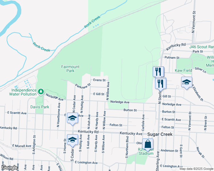 map of restaurants, bars, coffee shops, grocery stores, and more near 10440 East Chicago Avenue in Independence