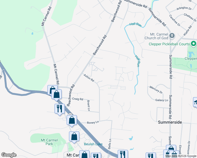 map of restaurants, bars, coffee shops, grocery stores, and more near 523 Halifax Circle in Cincinnati