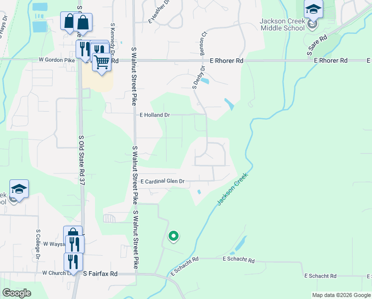 map of restaurants, bars, coffee shops, grocery stores, and more near 4420 South Sophia Court in Bloomington