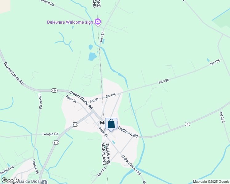 map of restaurants, bars, coffee shops, grocery stores, and more near 335 Road 186 in Marydel