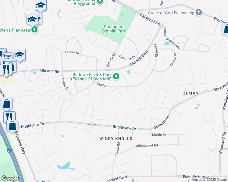 map of restaurants, bars, coffee shops, grocery stores, and more near 450 Worthington Road in Millersville