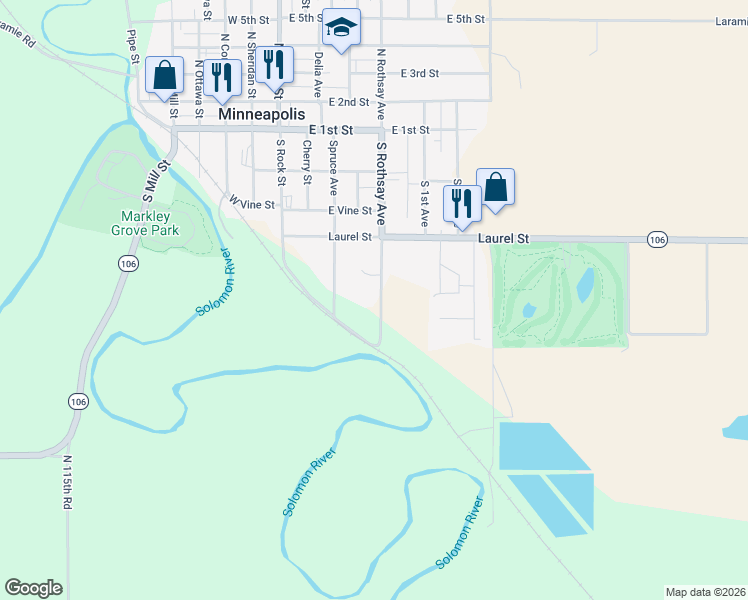 map of restaurants, bars, coffee shops, grocery stores, and more near 456-484 South Rothsay Avenue in Minneapolis