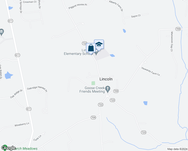 map of restaurants, bars, coffee shops, grocery stores, and more near 37774 Brooks Lane in Purcellville