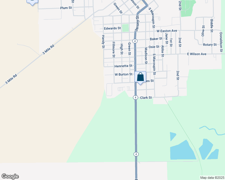map of restaurants, bars, coffee shops, grocery stores, and more near 604 Charles Street in Gillespie
