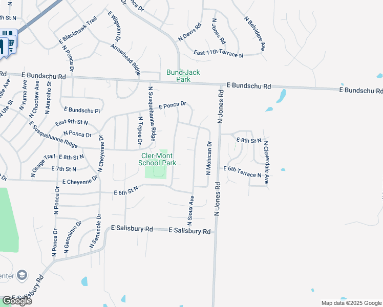 map of restaurants, bars, coffee shops, grocery stores, and more near 705 North Sioux Avenue in Independence