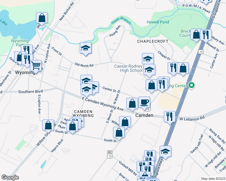 map of restaurants, bars, coffee shops, grocery stores, and more near in Camden