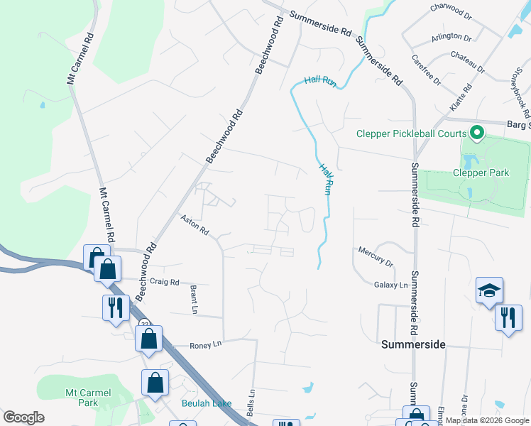 map of restaurants, bars, coffee shops, grocery stores, and more near 1143 Telluride Drive in Cincinnati