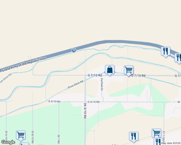 map of restaurants, bars, coffee shops, grocery stores, and more near 3642 G 7/10 Road in Palisade