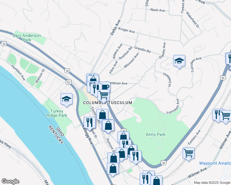 map of restaurants, bars, coffee shops, grocery stores, and more near 436 Strafer Street in Cincinnati