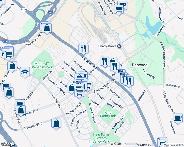 104 King Farm Boulevard Rockville Md Walk Score Map Of Restaurants Bars Coffee S Grocery Ore Near 104