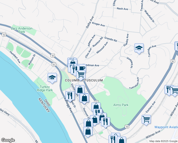 map of restaurants, bars, coffee shops, grocery stores, and more near 459 Strafer Street in Cincinnati