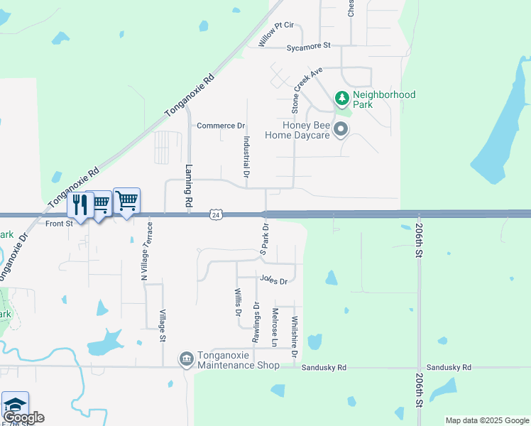 map of restaurants, bars, coffee shops, grocery stores, and more near 2015 U.S. 24 in Tonganoxie