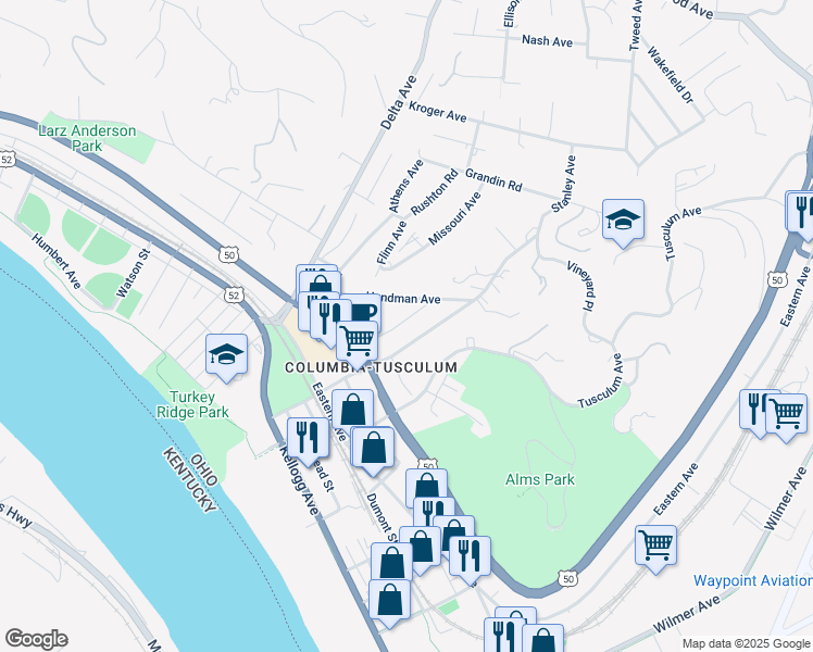 map of restaurants, bars, coffee shops, grocery stores, and more near 446 Strafer Street in Cincinnati