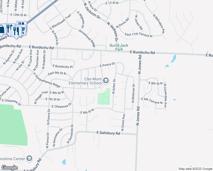 map of restaurants, bars, coffee shops, grocery stores, and more near 19019 East Susquehanna Court in Independence