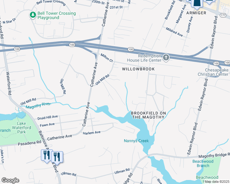 map of restaurants, bars, coffee shops, grocery stores, and more near 917 Beales Trail in Pasadena