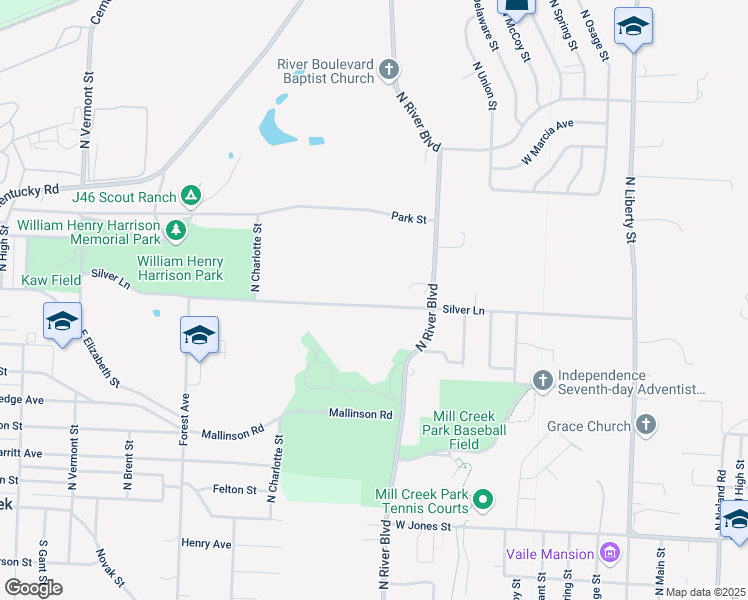 map of restaurants, bars, coffee shops, grocery stores, and more near 12512 Silver Lane in Sugar Creek
