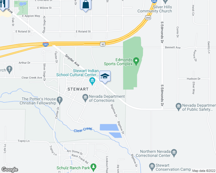 map of restaurants, bars, coffee shops, grocery stores, and more near 5335 Snyder Avenue in Carson City