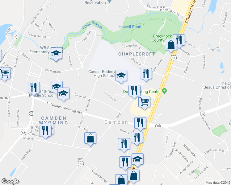 map of restaurants, bars, coffee shops, grocery stores, and more near 300 Meeting House Lane in Camden