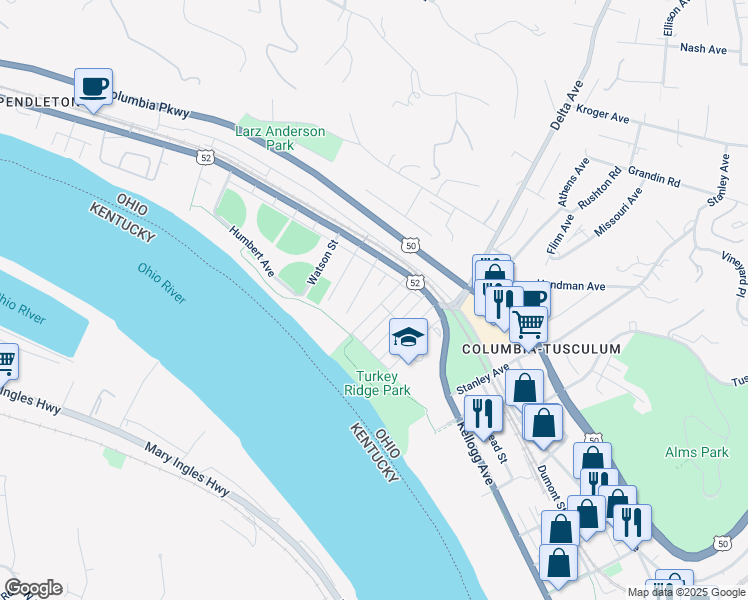 map of restaurants, bars, coffee shops, grocery stores, and more near 228 Setchell Street in Cincinnati