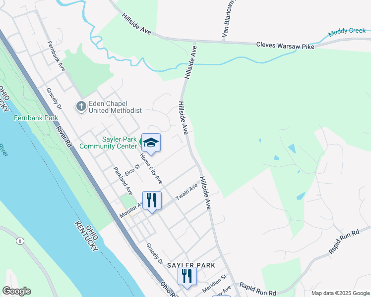 map of restaurants, bars, coffee shops, grocery stores, and more near 6636 Hillside Avenue in Delhi