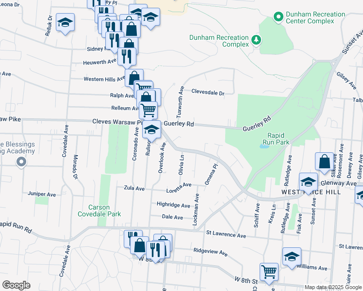 map of restaurants, bars, coffee shops, grocery stores, and more near 4772 Glenway Avenue in Cincinnati