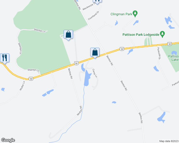 map of restaurants, bars, coffee shops, grocery stores, and more near 1632 Carey Lane in Batavia
