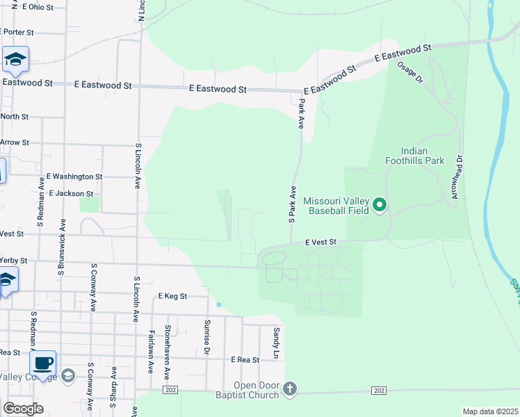 map of restaurants, bars, coffee shops, grocery stores, and more near 777 East Yerby Street in Marshall