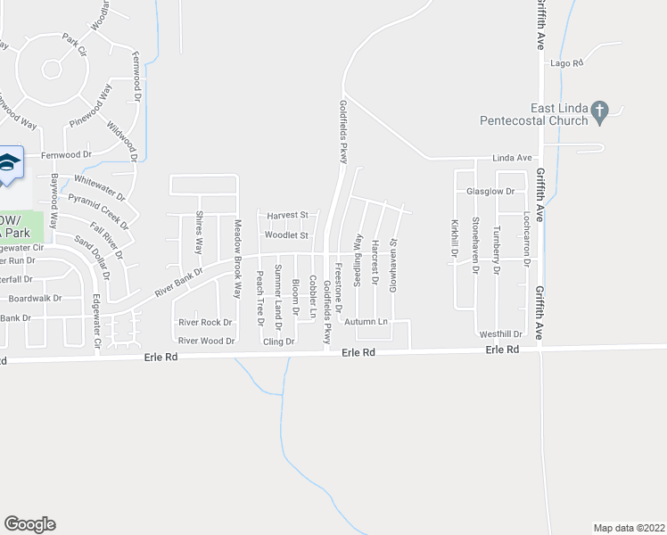 map of restaurants, bars, coffee shops, grocery stores, and more near 5614 Freestone Drive in Linda