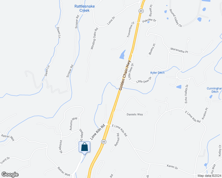 map of restaurants, bars, coffee shops, grocery stores, and more near 17590 Golden Chain Highway in Grass Valley