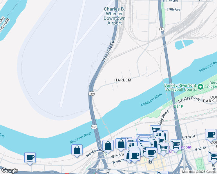map of restaurants, bars, coffee shops, grocery stores, and more near 113 Northwest Harlem Road in Kansas City