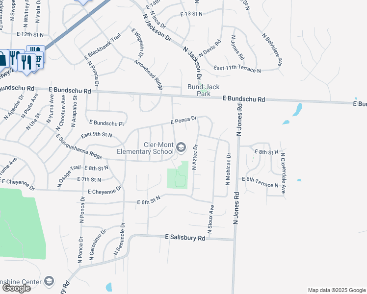 map of restaurants, bars, coffee shops, grocery stores, and more near 19019 East Susquehanna Court in Independence