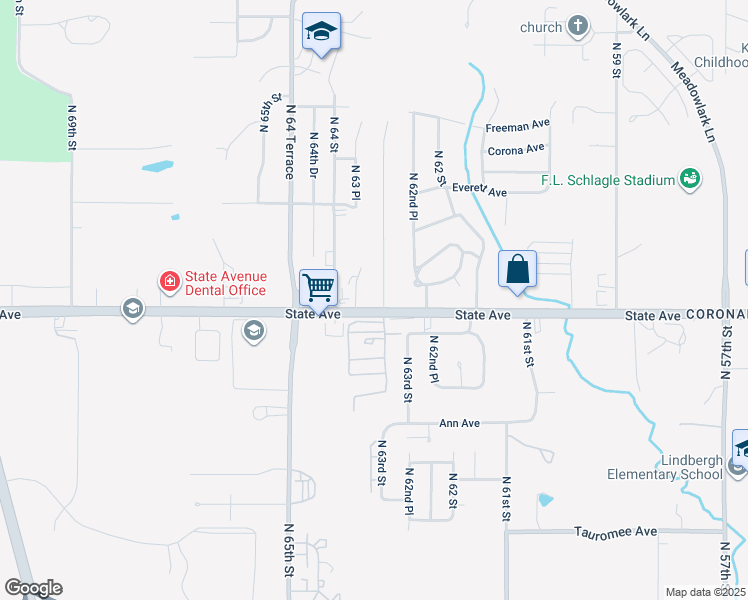 map of restaurants, bars, coffee shops, grocery stores, and more near 1110 North 63rd Terrace in Kansas City