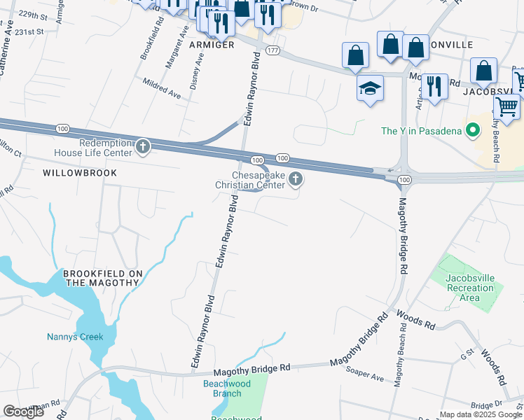 map of restaurants, bars, coffee shops, grocery stores, and more near 208 Weston Woods Drive in Pasadena