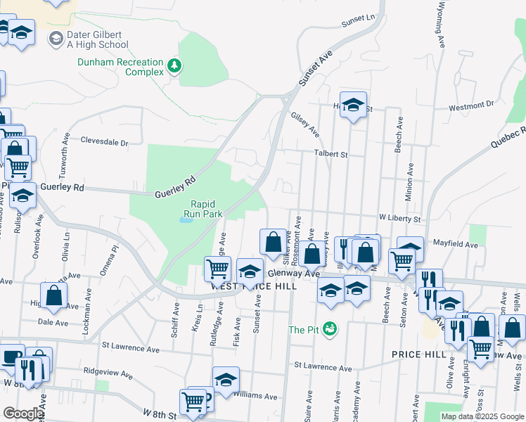 map of restaurants, bars, coffee shops, grocery stores, and more near 1281 Sunset Avenue in Cincinnati
