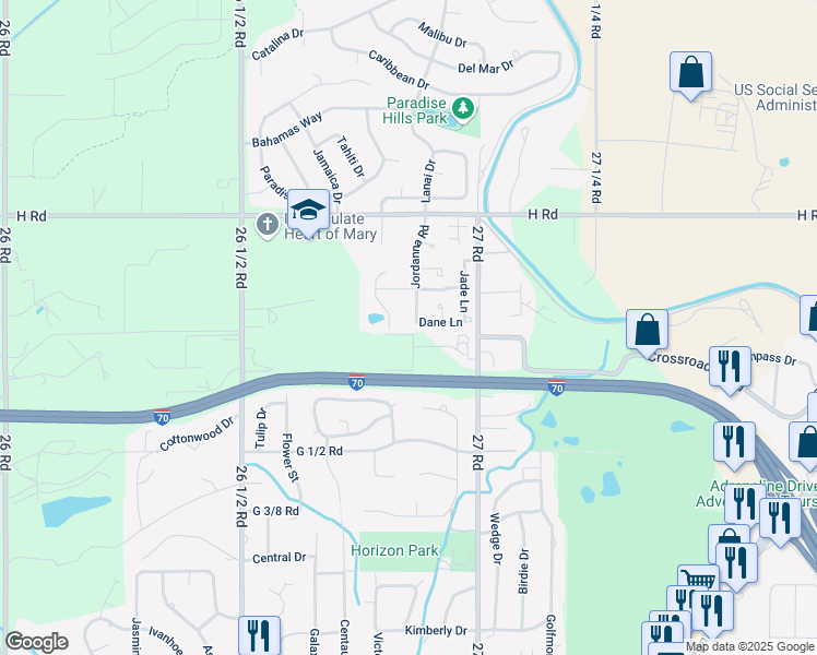 map of restaurants, bars, coffee shops, grocery stores, and more near 771 27 Road in Grand Junction
