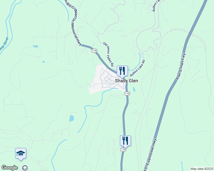 map of restaurants, bars, coffee shops, grocery stores, and more near 525 Gladycon Road in Colfax