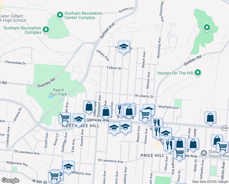 map of restaurants, bars, coffee shops, grocery stores, and more near 4034 West Liberty Street in Cincinnati