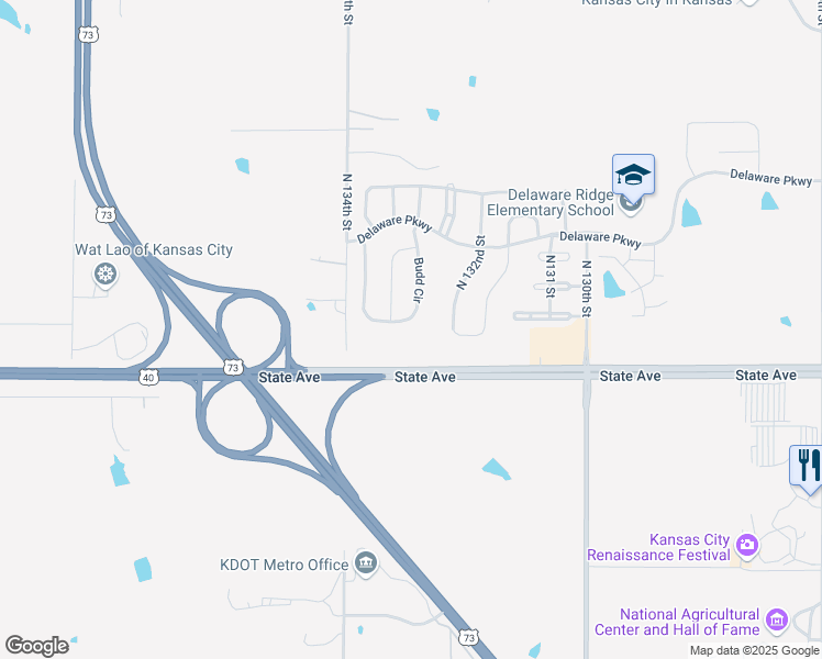 map of restaurants, bars, coffee shops, grocery stores, and more near 1209 Budd Circle in Kansas City